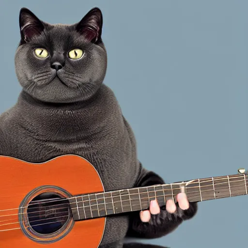 Image similar to british shorthair cat playing the guitar