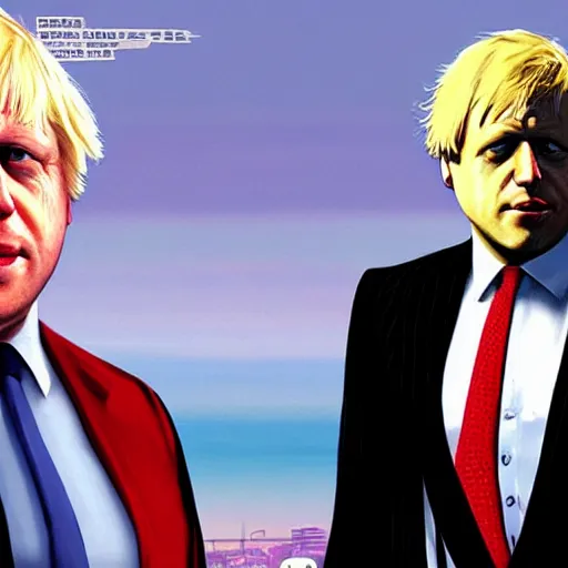 Image similar to boris johnson in gta v, cover art by stephen bliss, boxart, loading screen