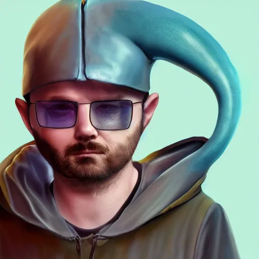 Prompt: digital art of Aaron Paul disguised as cat disguised as squid, futuristic,artstation,8k, detailed,hd,hq,award winning art