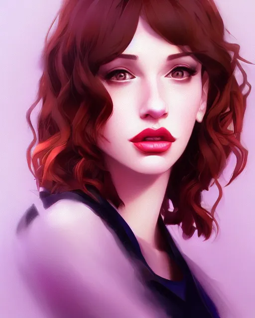 Prompt: a beautiful gina gershon christina hendricks kat dennings, full lips pout, by wlop and ilya kuvshinov and artgerm,, gorgeous, stunning, alluring, artstation, deviantart, digital art