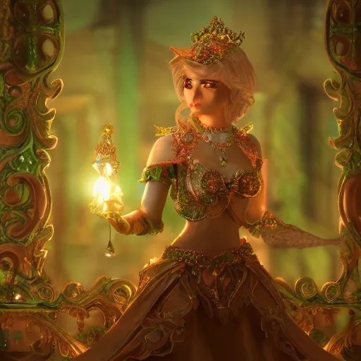 Prompt: wonderful princess of emerald, ornate 8 k intricate detailed, accent lighting, dramatic light, octane render