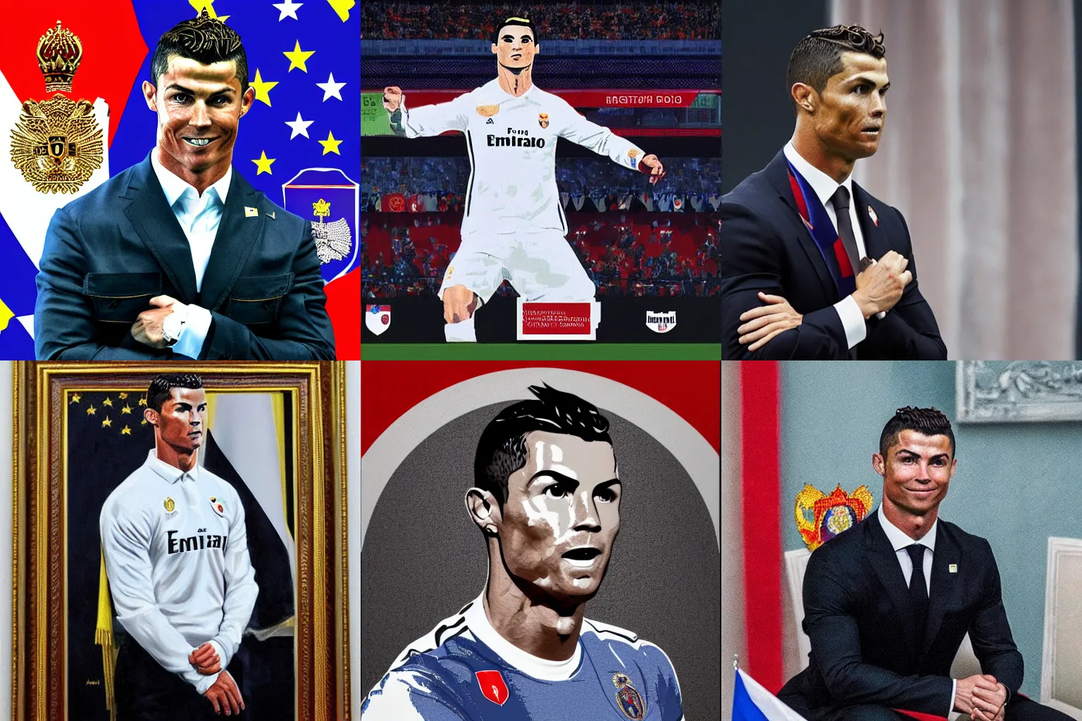 Prompt: Portrait of Cristiano Ronaldo as the President of Russia