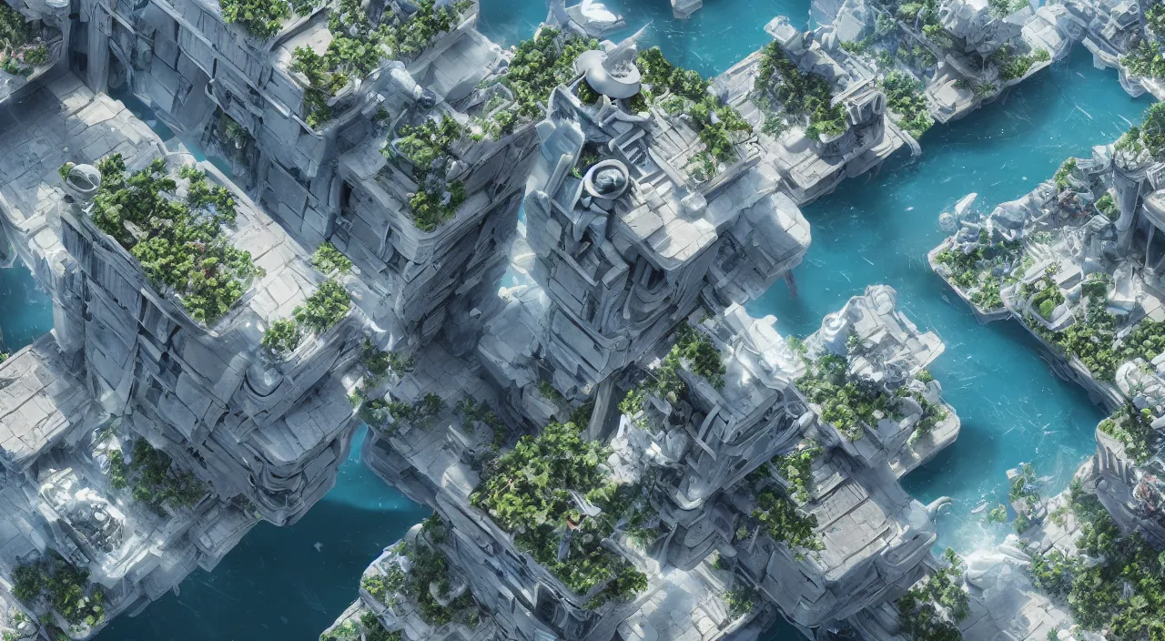 Prompt: a matte painting of high - tech floating city earthquake, concept art, gravels around, coconut palms, weightlessness, reverse, by yang qi, romain jouandeau, quy ho, karol bak, beeple, 4 k, unreal engine, vray render, artstation