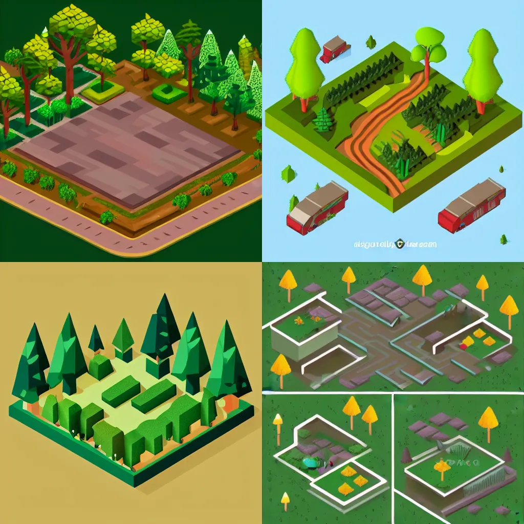 Prompt: isometric forest