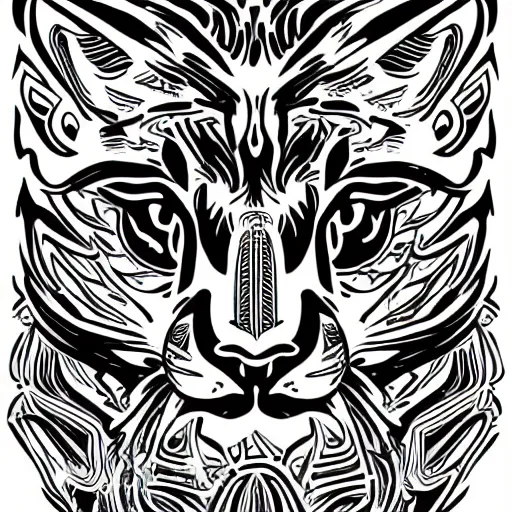 tattoo stencil on paper detailed vector cougar, Stable Diffusion