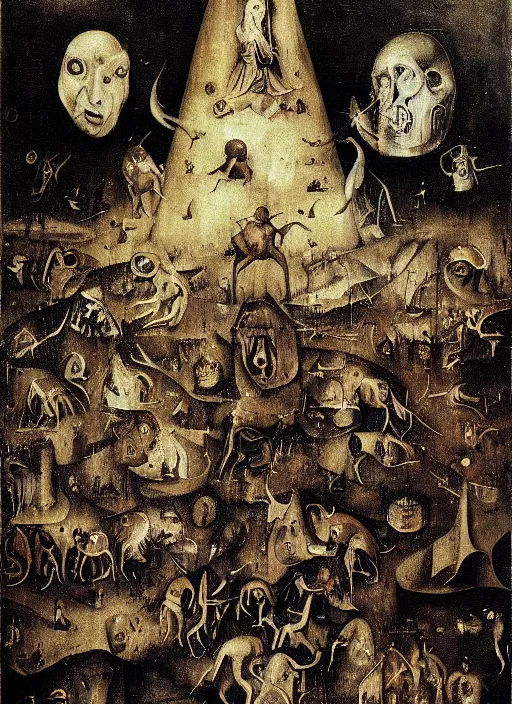 Image similar to this is hell, oil painting by hieronymus bosch, cinematic lighting, pen and ink, intricate line, hd, 4 k, million of likes, trending on artstation