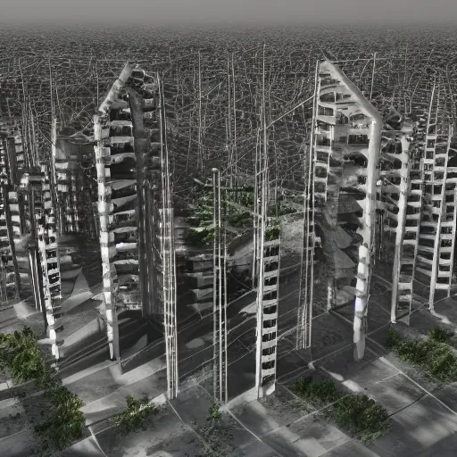 Prompt: modern buildings made out of bones, photorealistic 4 k image, landscape picture