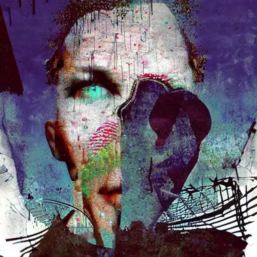 Image similar to no fears, okay one fear, glitch art by Dave McKean