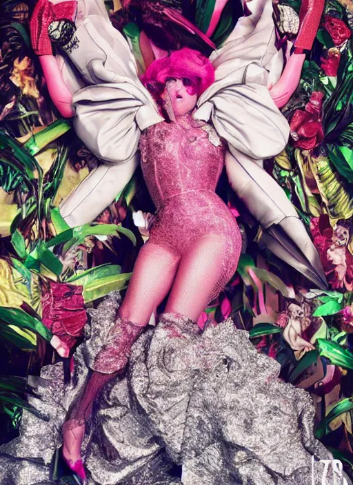 Image similar to lady gaga styled by david lachapelle posing in an expensive mansion setting , vogue magazine, Highly realistic. High resolution. Highly detailed. Dramatic. 8k.4k.