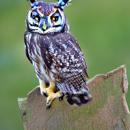 Image similar to scenic photo of an owl catching a mouse. focus on the owl's beak and eye. intricate eye. extremely large wings. extreme detail, hyperrealistic photo