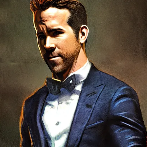 Image similar to ryan reynolds as spider - man, wearing a black and blue suit, cinematic, volumetric lighting, f 8 aperture, cinematic eastman 5 3 8 4 film, photorealistic by greg rutkowski, by stanley artgerm, by alphonse mucha