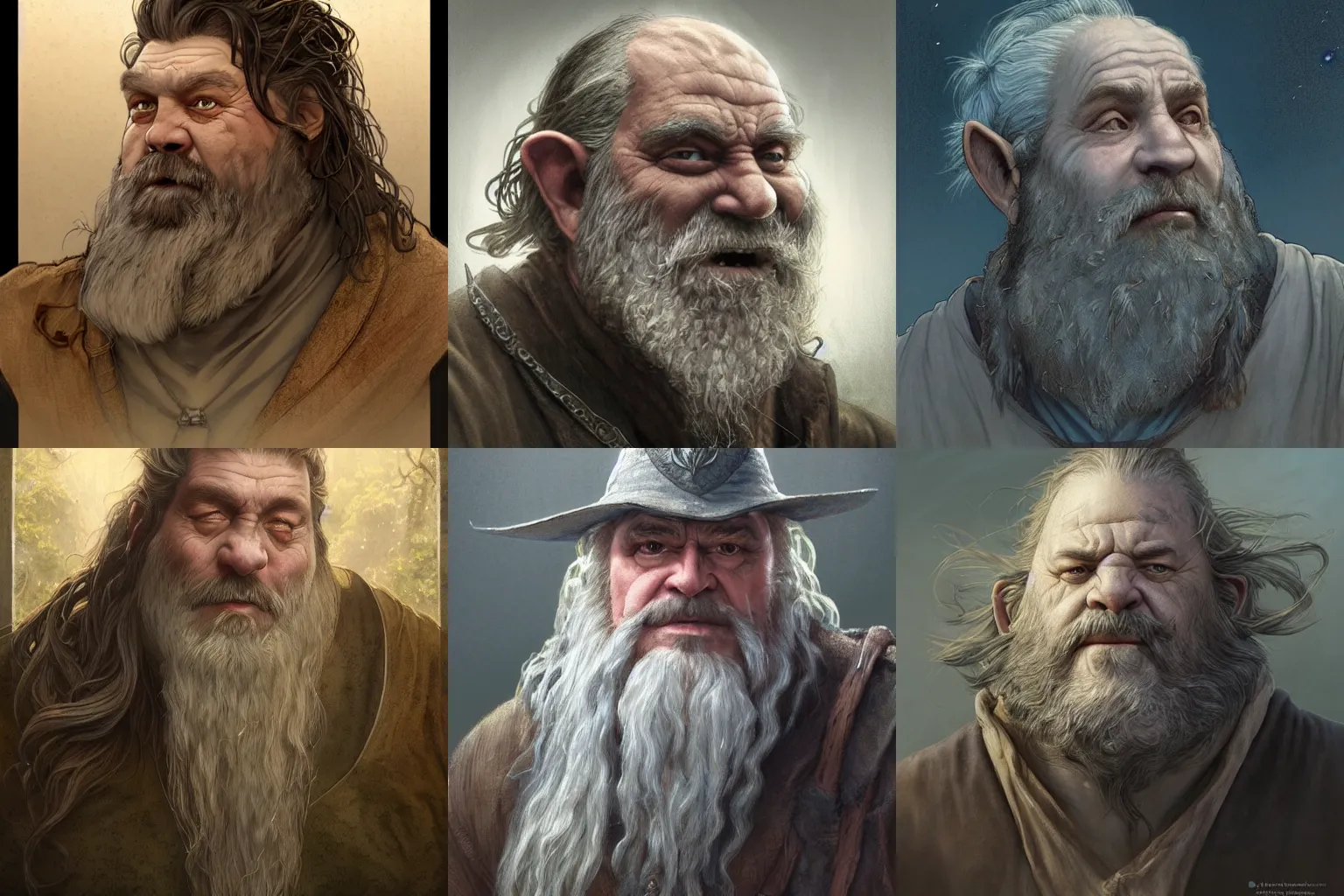 Prompt: a firbolg man with grey skin who is a groundskeeper, similar to Hagrid, similar to Barley Lightfoot, D&D, fantasy, intricate, cinematic lighting, highly detailed, digital painting, artstation, concept art, smooth, sharp focus, illustration, art by Artgerm and Greg Rutkowski and Alphonse Mucha