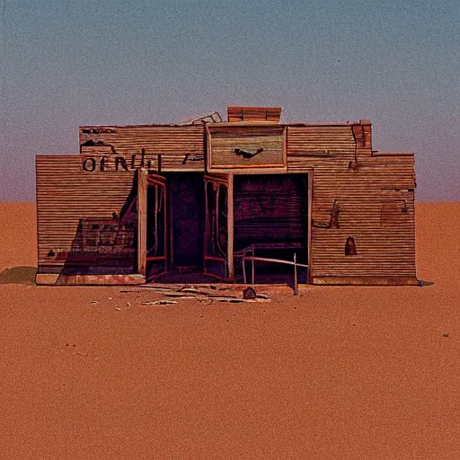 Image similar to desert town of forgotten objects by Stephen Shore, digital art, beautiful cover design