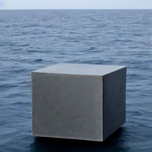 Image similar to a cube in the middle of the sea in the style of richard serra