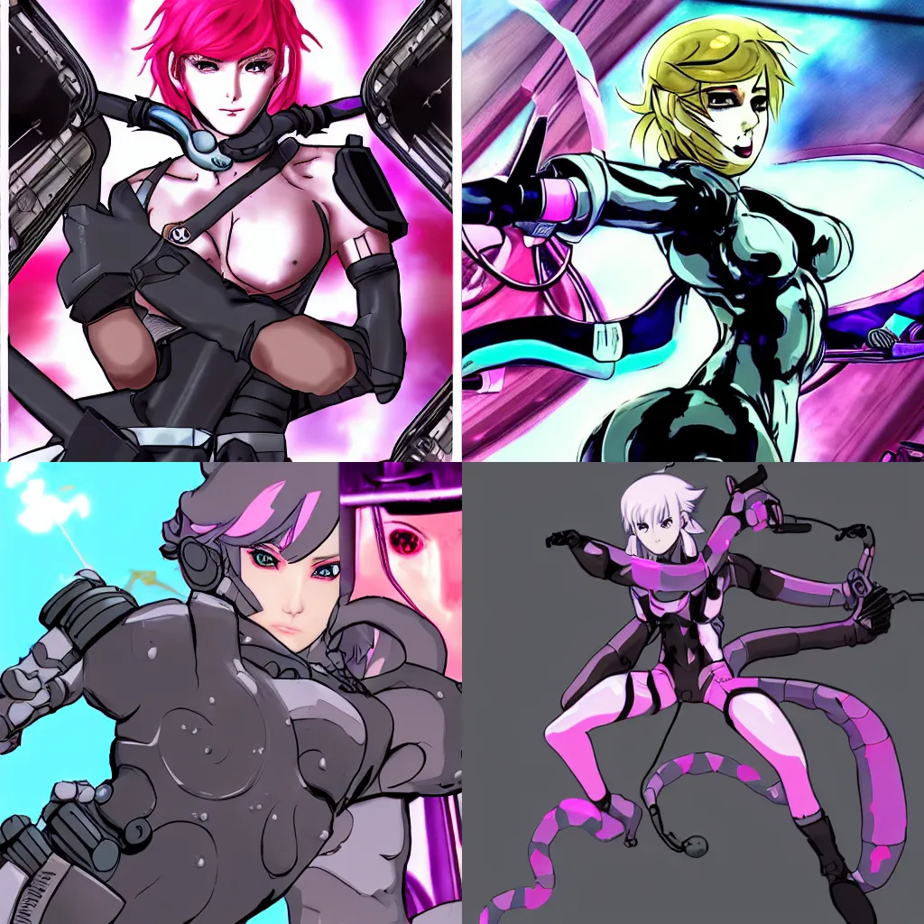 Prompt: Metal Gear Solid magical girl transformation sequence final form Plasma Snake