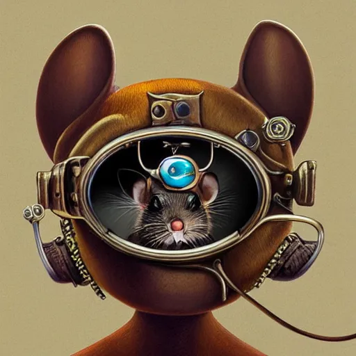 Prompt: a rat with steampunk googles, by Naoto Hattori