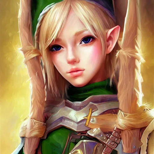 Prompt: fantasy elf archer girl blonde hair art drawn in art style of WLOP full HD 4K highest quality realistic beautiful gorgeous natural WLOP artist painting