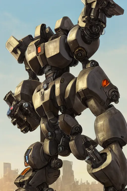 Image similar to mechwarrior 5 : mercenaries mech megaman transformer robot boss tank engine game octane render, 4 k, hd 2 0 2 2 3 d cgi rtx hdr style chrome reflexion glow fanart, global illumination ray tracing hdr fanart arstation by ian pesty by jesper ejsing pixar and disney unreal zbrush central hardmesh