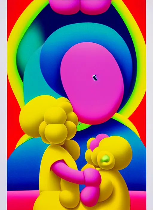 Image similar to kissing by shusei nagaoka, kaws, david rudnick, airbrush on canvas, pastell colours, cell shaded!!!, 8 k