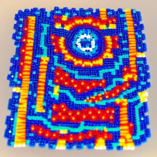 Prompt: Liminal space in outer space, huichol bead art