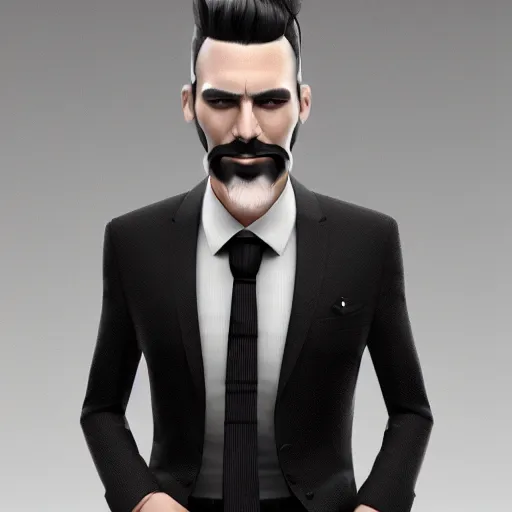 Prompt: haracter concept of a rich daddy, 3 6 years old, wear suits, stubble, cramel hair, symmetrical character concept art, rendered in octane, trending by artstation, artbreeder