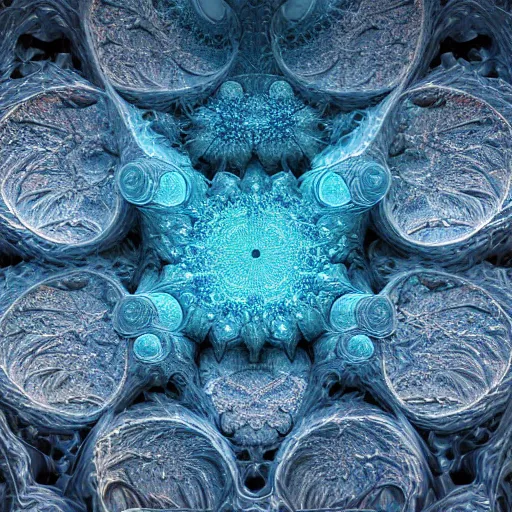 Prompt: a hyperrealistic 3 d painting of a huge sprawling fractal cathedral interior populated by mandelbrot fractals by android jones, unreal engine, carved stone, carved soap, white color scheme, volumetric lighting, octane render, dramatic lighting, glowing, carved marble, opalescent, sacred geometry, religious, angelic, catholicpunk, stark, 8 k, ultra detailed