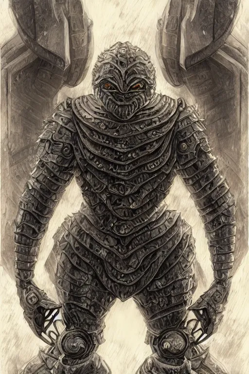 Image similar to armoured warrior limpet humanoid monster, symmetrical, highly detailed, digital art, limpet themed armour, sharp focus, trending on art station, ambient lighting, kentaro miura art style