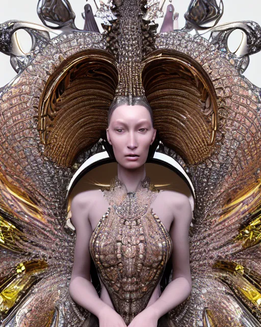 Image similar to a highly detailed metahuman 4 k close up render of an alien goddess bella hadid monument renaissance in iris van herpen dress schiaparelli in diamonds crystals swarovski and jewelry iridescent in style of alphonse mucha gustav klimt trending on artstation made in unreal engine 4