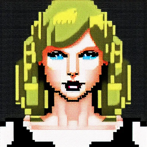 Image similar to 8 - bit pixel art of taylor swift, artstation, cute