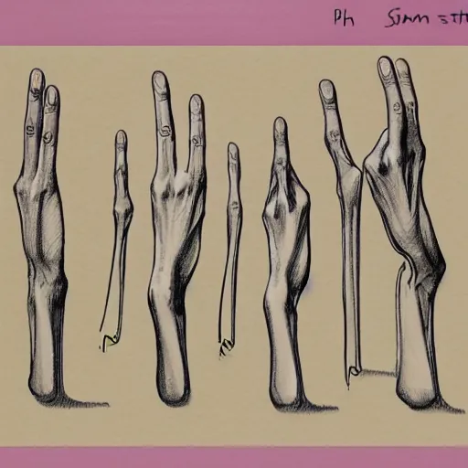 Prompt: an anatomicaly correct sketch about the evolutional stages of the human hand