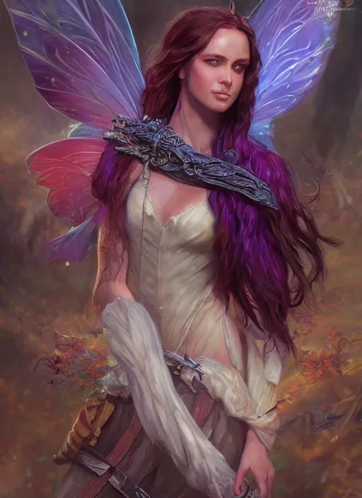 Image similar to fairy, ultra detailed fantasy, dndbeyond, bright, colourful, realistic, dnd character portrait, full body, pathfinder, pinterest, art by ralph horsley, dnd, rpg, lotr game design fanart by concept art, behance hd, artstation, deviantart, hdr render in unreal engine 5