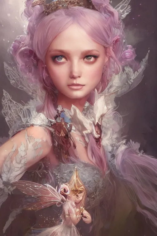 Image similar to fairy princess, highly detailed, d & d, fantasy, highly detailed, digital painting, trending on artstation, concept art, sharp focus, illustration, art by artgerm and greg rutkowski and fuji choko and viktoria gavrilenko and hoang lap