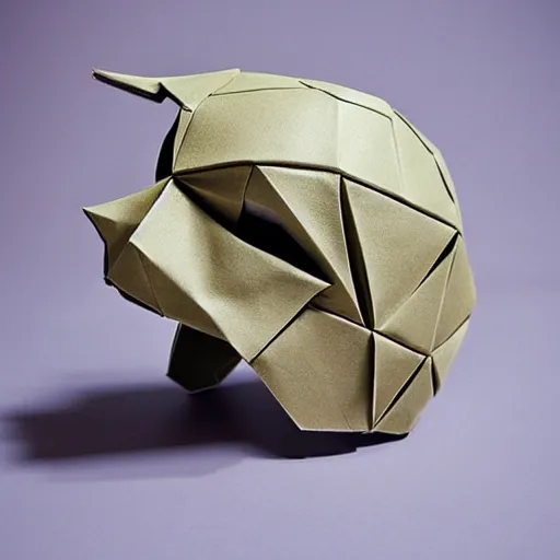 Prompt: origami helmet