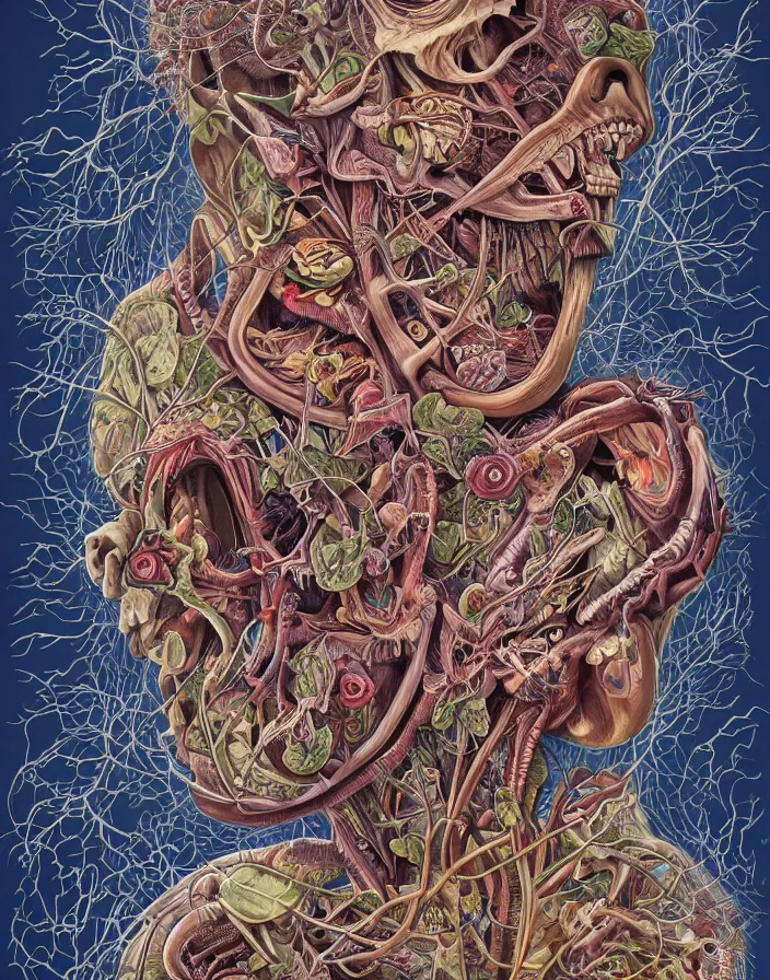 Prompt: an anatomical illustration of No-face from a medical journal by Nychos and Hannah Yata, highly detailed, high detail, 8k