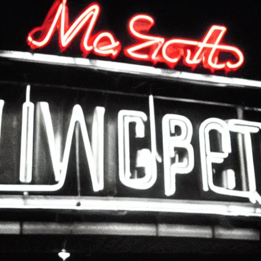 Prompt: a neon sign at a las vegas last stop motel in 1 9 6 6