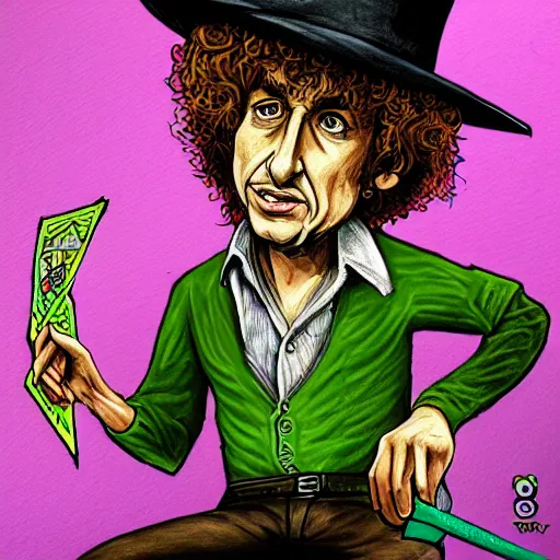 Image similar to illustration image for bob dylan as a magic the gathering creature, highly detailed, fantasy, cartoon style, painting