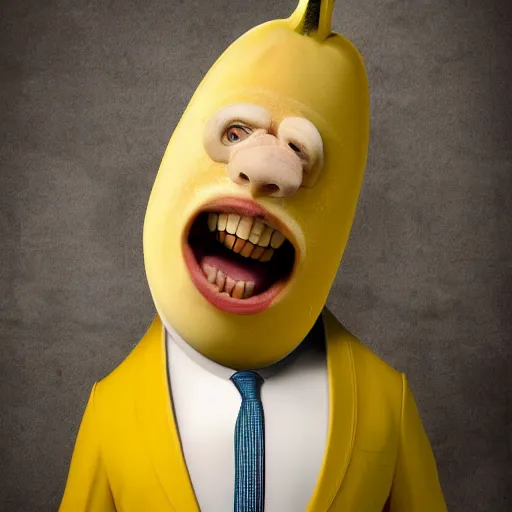 Image similar to boris johnson as a banana, ultra realistic details, humor, 8 k