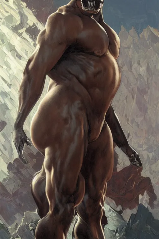 Image similar to portrait of hulking anthro horse whose physique is bursting with muscle, leather catsuit, test subject, monstrous, full body, sci - fi, highly detailed, digital painting, artstation, concept art, sharp focus, illustration, art by artgerm and greg rutkowski and alphonse mucha