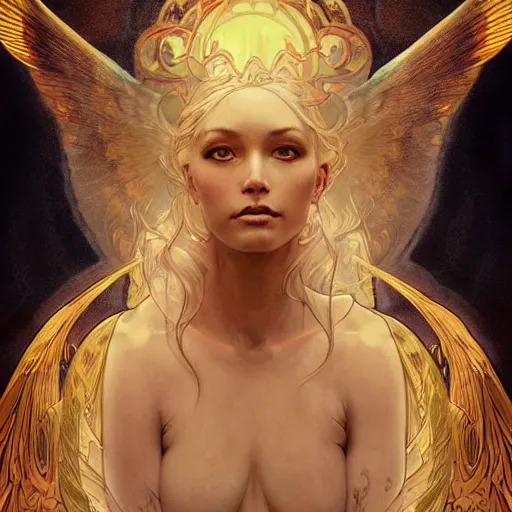 Prompt: A portrait of A beautiful!!!! angel in black flames by Ross Tran!! and alphonse mucha and greg rutkowski and Zdzisław Beksiński!!,In style of digital art illustration.Symmetry.Highly detailed face.Fantasy,smooth,hyper detailed,sharp focus,Soft light.trending on artstation.4k