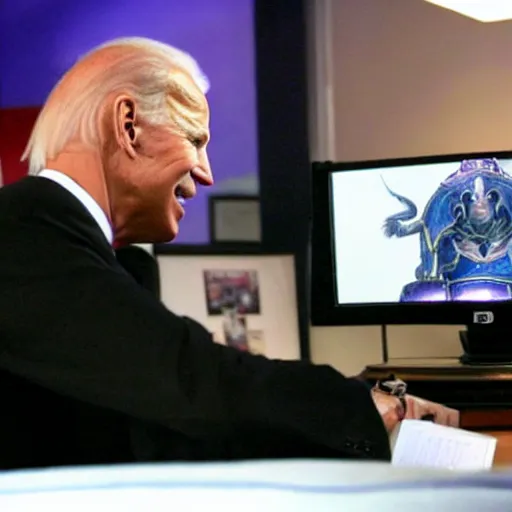 Image similar to joe biden playing world of warcraft with alex jones in 2 0 0 6