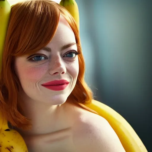 Image similar to emma stone as an anthropomorphic banana