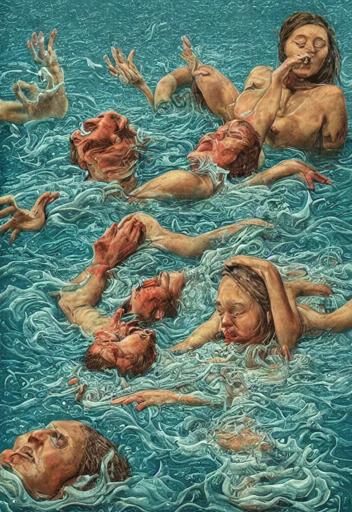 Image similar to highly detailed surrealist art about drowning slowly