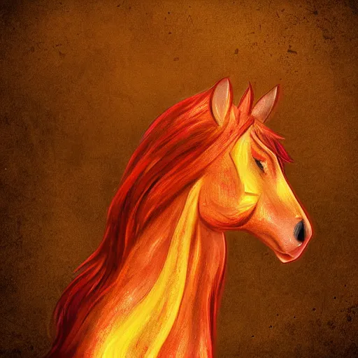 Prompt: a fire horse,digital art by vivaliis,trending on deviantart
