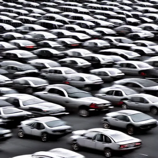 Image similar to Beatiful liminal Fuzzy Photograph of an infinite never-ending parking lot filled with cars, low angle