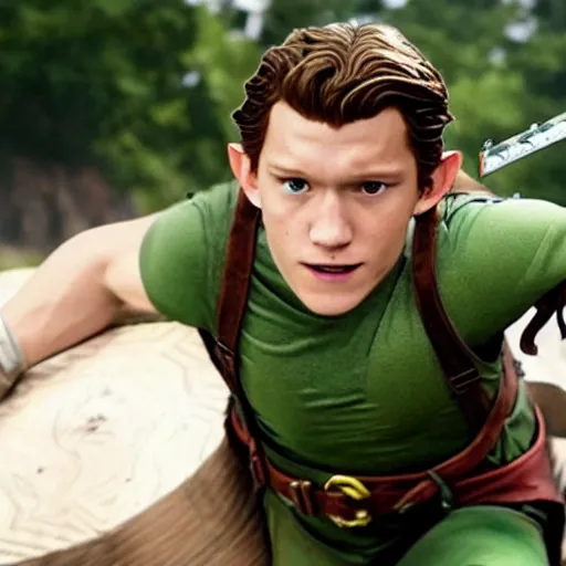 Image similar to Tom holland as link in legend of Zelda