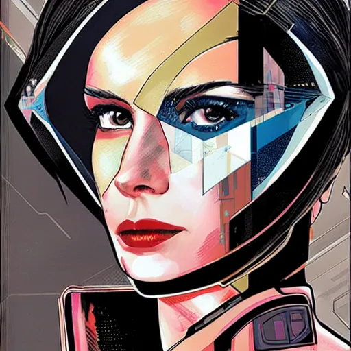 Image similar to portrait of a female android, by MARVEL comics and Sandra Chevrier