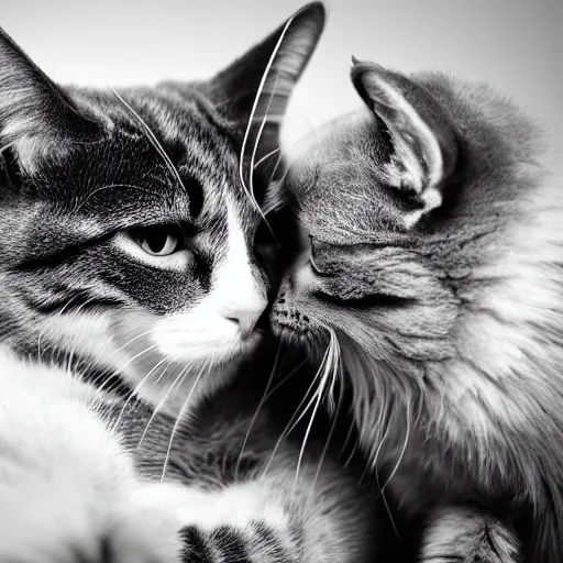 Prompt: photo of a cat kissing another cat