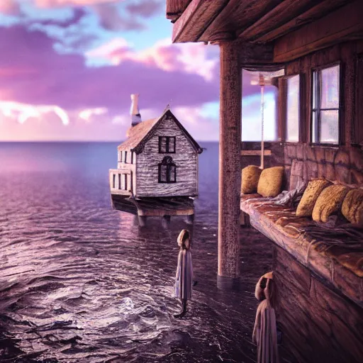 Image similar to a witches house on the ocean, epic scene, redshift render, cgi, hyper - detailed, photo - bash, 8 k post - production, masterpiece