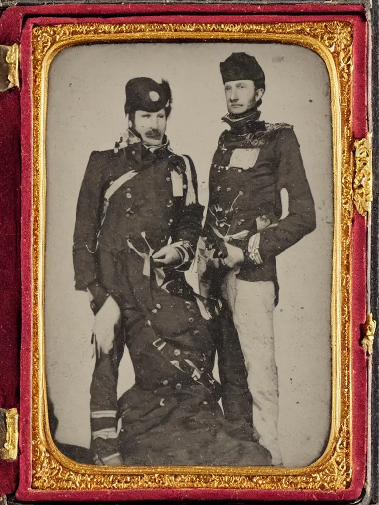 Prompt: Arnold Rimmer, 19th century military uniform, daguerreotype