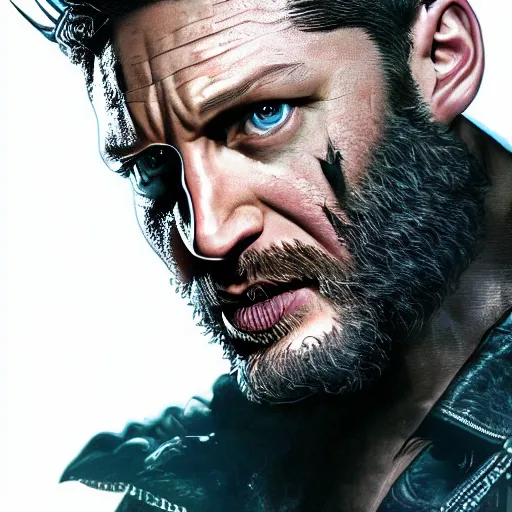 Image similar to Tom Hardy as wolverine 4K quality Photorealism